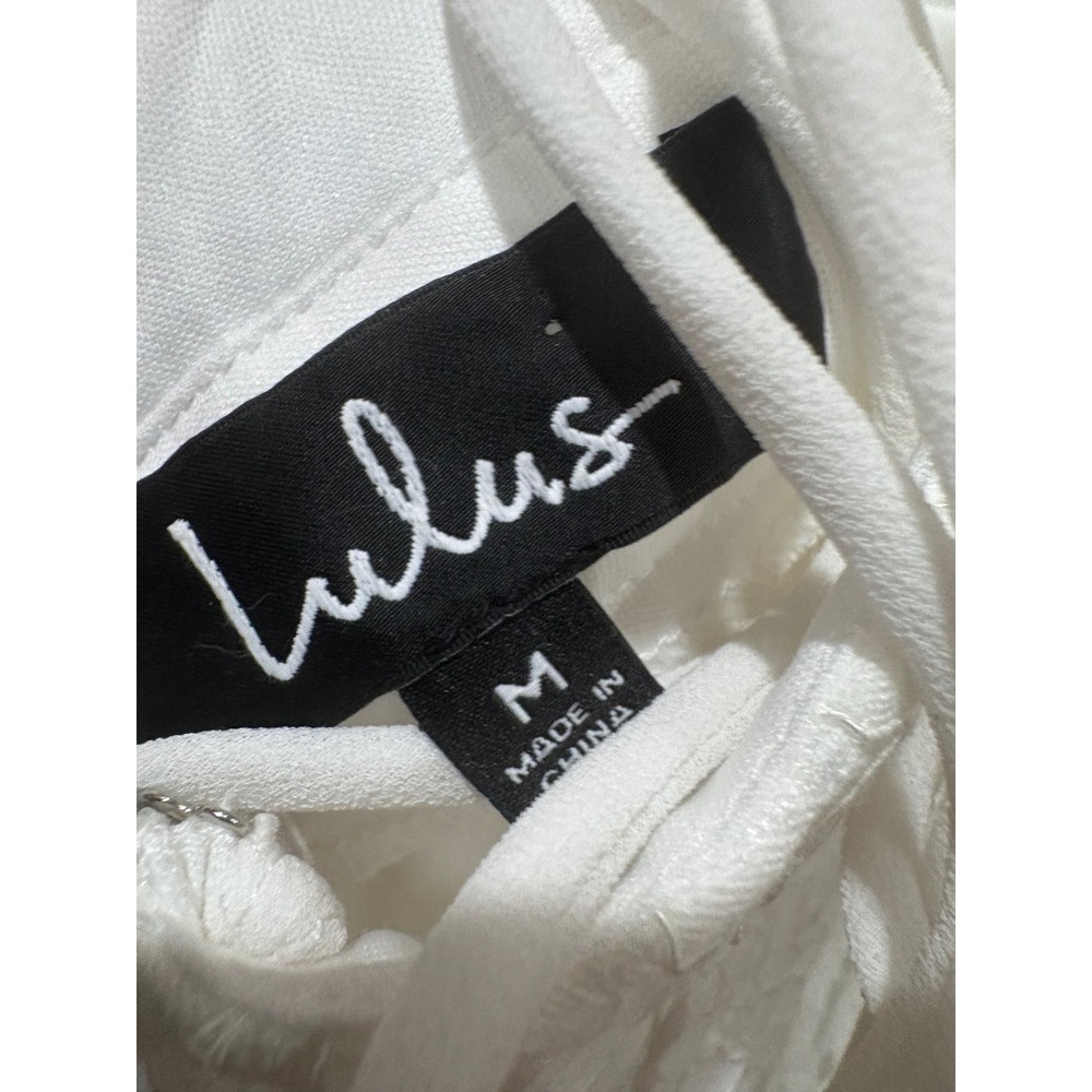 NEW Lulus‎ All About Tonight White Lace Wide-Leg Lace-Up Jumpsuit Medium - Picture 8 of 10